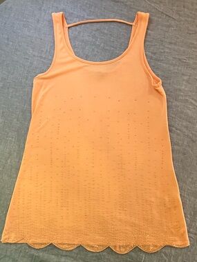 Moa Moa Orange Tank Top Embroidered with Beads and Sequins, size Small